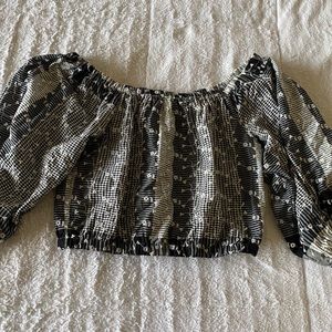 Off Shoulder Black & White Blouse